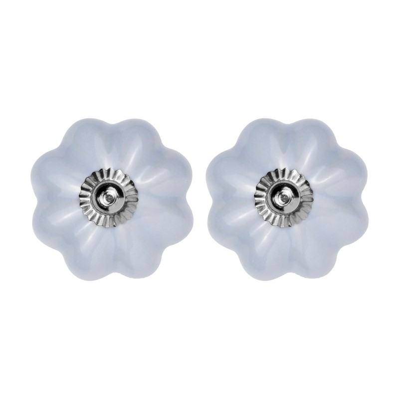 ETHNICITI Pack of 2 Pumpkin Shaped Blue Grey Ceramic Knobs