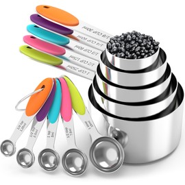 TILUCK Measuring Cups and Spoons Set, Stainless Steel, Kitchen Utensils for Cooking and Baking (10)