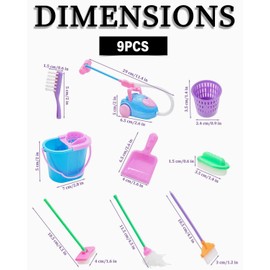 JEXOWIQ Furniture for Mini Dolls, Miniature Dollhouse Accessories, 9 Pieces Dollhouse Garden Accessories, Dollhouse Miniature Cleaning Tools, Dollhouse Furniture in Scale 1:12 Doll Accessories, Toy
