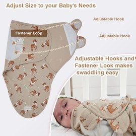 3Pcs Swaddle Blankets Swaddling Wrap for Baby,Swaddle Sleeping Bag Newborn Adjustable Breathable Soft Cotton (Giraffe, Large)