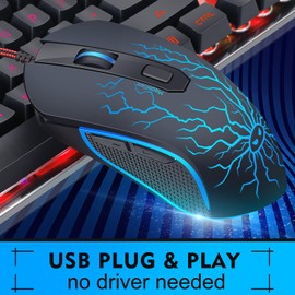 Gaming Keyboard and Mouse Combo, K1 RGB LED Backlit Keyboard with 104 Key Computer PC Gaming Keyboard for PC/Laptop (Blue)