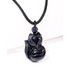 Lightock Obsidian Fox Necklace Pendant for Women Healing Energy Crystal