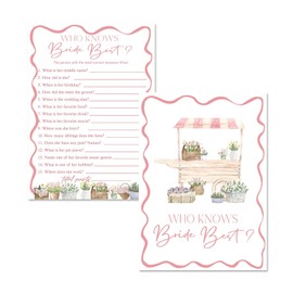 Kqfdr Wedding Shower Games, Who Knows Bride Best, She's Fresh off the Market Bridal Shower Games, Bachelorette Engagement Party Game Decorations Supplies - 5x7 in, 25 Cards | A06