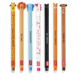 Legami Erasable Pens Set with 7 Legami Erasable Gel Pens for Rubbing Cute Kawaii Pens (Mignon)