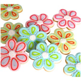 1 Dz. Flower Cookies! Get Wells, Baby and Bridal Showers, Thank You's and I love You's! Themed Birthday Party Favors or Gift!