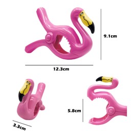 NAUZE 4Pieces Flamingo Beach Towel Clips Multicolor Pool Towel Clip Sunbed Towel Clips Large Laundry Pegs for Sun Loungers Patio Pool Washing