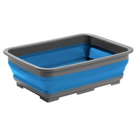 Collapsible Silicone Washing Container for Camping and Backpacking - Camping Dishware Gear Essentials in Blue (Made by Caddis Sports, Inc.)