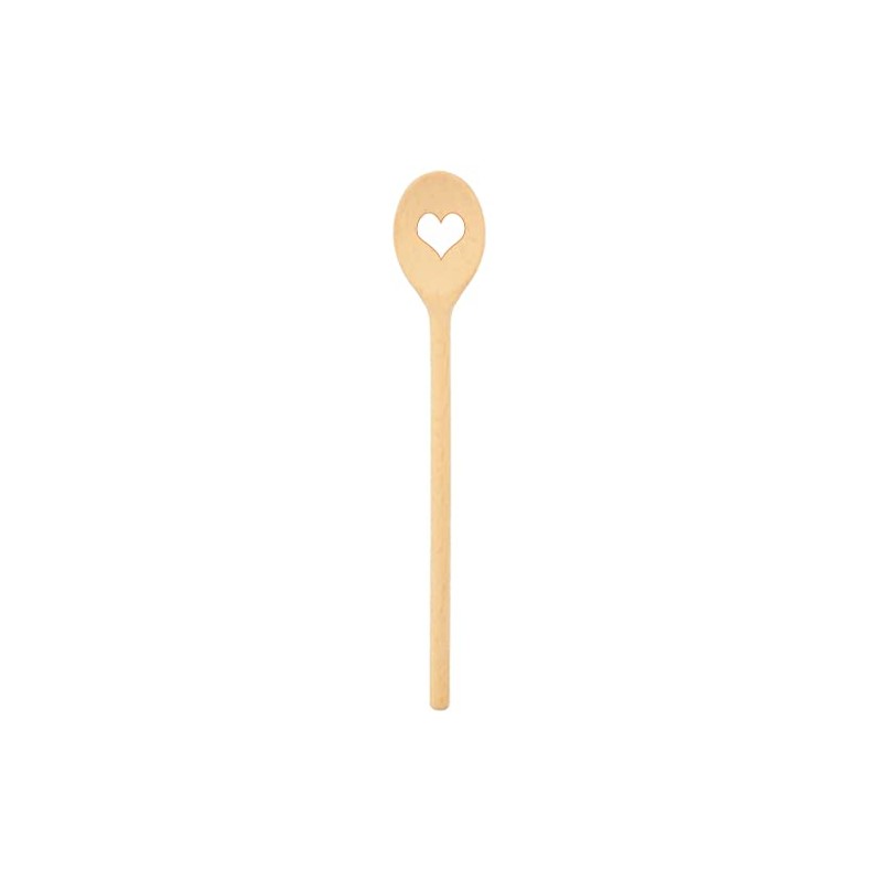 teemando 2 X Sturdy Branded Wooden Cooking Spoons with Heart