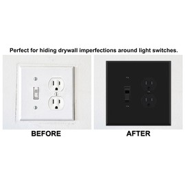 OVERSIZED 2 Gang Combination Metal Wall Plate - (1) Duplex Outlet with (1) Toggle Style Combo Jumbo Light Switch Plate Cover, Stainless Steel Painted Black - UL Listed, 5.5" x 5.5" - Made in USA