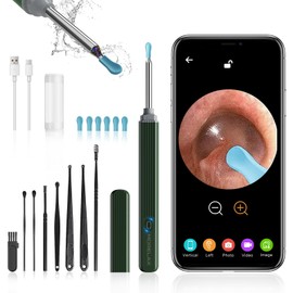 Ear Wax Removal with 8 Pcs Ear Set - Ear Canal Cleaner with 1080P Camera - Ear Cleaning Kit with 6 Ear Scoops - Ear Wax Cleaner with Camera-Otoscope Ear Pick Tool for iOS & Android