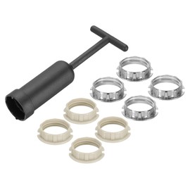 PATIKIL G9 Light Socket Rings Kit, Lamp Shade Holder Adapter 8 Plastic/Zinc Alloy Ring Replacement with Removal Tool for Lamp Shade Collar Ring Retaining Ring Tool, 125mm White/Silver Tone