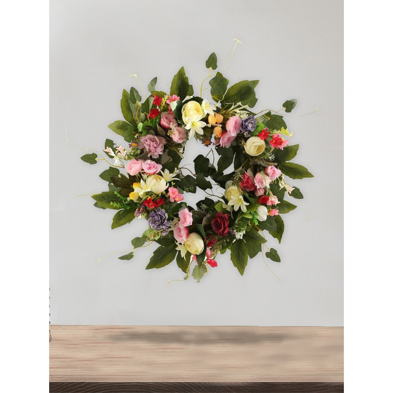 European Simulation Spring Wreath Artificial Flower Lintel Wreath Hanging Decoration