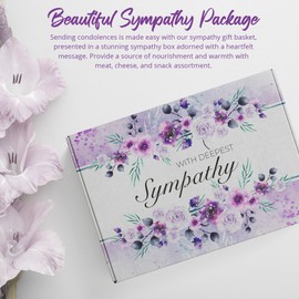 GiftWorld Sympathy Gift Baskets - Meat and Cheese Gift Basket, Savory Meats, Cheese, Snacks Sympathy Gifts for Loss of Loved One - Sympathy Food Baskets, Food Care Package - Condolence Gift Basket