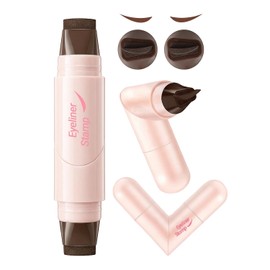 Erinde Sello Delineador de Ojos 2 en 1, Delineador Líquido De Doble Punta para Mujer, Resistente al Agua y Transferencia, Secado Rápido, Herramienta Portátil Para Bodas, Viajes, Citas, #Marrón
