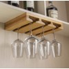 RIIPOO Wine Glass Rack Hangers Under Cabinet, Bamboo Wine Glasses