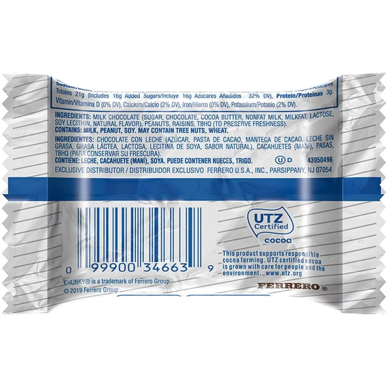 Nestlé Chunky Milk Chocolate Candy Bars, Bulk Individually Wrapped Ferrero