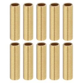 PATIKIL M10 Fine Thread Brass Lamp Pipe Nipple, 10 Pcs 35mm/ 1.4" Length Hollow Tube Adapter Coupler Connector Pipe Fitting Hardware DIY Repair Part for Lamp Lights