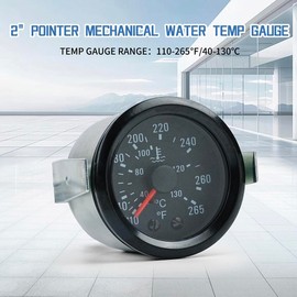 Water Temperature Gauge, 2" 52 mm Pointer Mechanical Coolant Temp Gauge for 12V Car, Engine Temp Gauge with Sensor NPT 1/2, 1.8m Wire for Car, Truck, Vehicle, Marine Boat, Ship