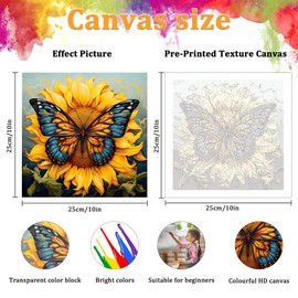 Oiuyamn Digital Paint by Numbers Kit for Adults, DIY Oil Painting on Canvas Art for Home Decor Gift, Adult Beginner Paint by Number Kits with 16x16 Inch Canvas