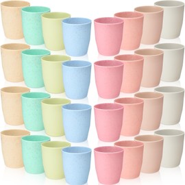 Patelai 80 Pcs Wheat Straw Reusable Cups 10 oz Unbreakable Plastic Drinking Cup Dishwasher Safe Cup Tumblers Chip Resistant Tumbler for Camping Dishwasher Kitchen(10 Colors)