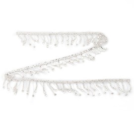 GLADFRESIT 1 Yard Rhinestone Fringe Trim - Diamond Crystal Tassel Ribbon Chain Clothing Accessories for DIY Jewelry Wedding Party Decorations