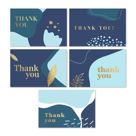 Rileys & Co Thank You Cards with Matching Envelopes | 50-Count, Gold Foil - Blank Note Cards, Perfect for Wedding, Business, Gift Cards, Graduation, Baby Shower, Funeral (Navy Blue)