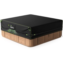 UIRWAY 76”L x 76”W x 20”H Square Hot Tub Cover [2025 Upgraded], Heavy Duty 600D Outdoor Spa Cover Waterproof with Air Vent, All-Weather Outdoor Bathtub Dust Cover Windproof for Hot Tub, Black