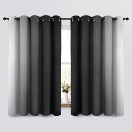 Yakamok Light Blocking Ombre Curtains, Greyish White and Black Gradient Color Curtains, Room Darkening Grommet Window Drapes for Bedroom(Black, 70x63 Inch, 2 Panels)