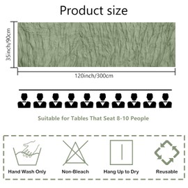 jefyghe Sage Green Cheesecloth Table Runner 35×120 Inch Boho Gauze Rustic Spring Easter Table Runner for Baby Shower Wedding Decorations Bridal Shower Birthday Party Tea Party Decorations(10Ft)
