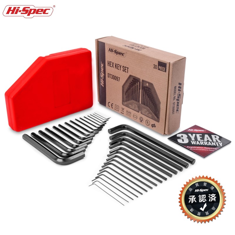 Hi-Spec 30 Piece Hex Wrench Set Imperial & Metric Hex