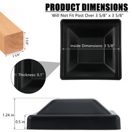 RHBLME 60 Pack 4x4 Post Caps, Black Fence Post Caps (3-5/8"), Deck Post Caps with 120 Screws, Made from Durable Plastic, Keep Post from Cracking and Rotting, for Fence Wood Post of Corridors Decks