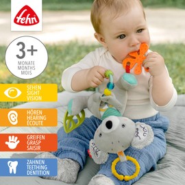 Fehn Baby Koala Toy - Motor Skills Toy with Attachment Ring - Toy with Gripping Elements - Baby Toy for Biting, Grasping & Discovering - Cuddly Toy for Babies and Toddlers from 3+ Months