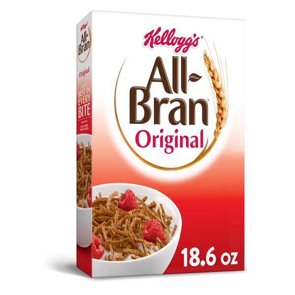 All Bran Breakfast Cereal, 8 Vitamins and Minerals, High Fiber Cereal, Original, 18.6oz Box (1 Box)