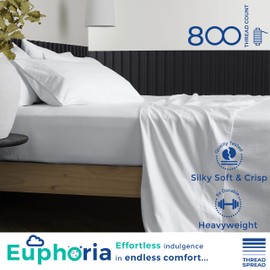 THREAD SPREAD 100% Egyptian Cotton King Bed Sheets - 800 Thread Count 4-Piece King Sheet Set, Sateen Weave Luxury Hotel Sheets, Cooling Bedsheet, 16" Deep Pocket (Fits Upto 18" Mattress) - Silver