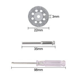 JAYZUUM 20 Pieces 22 mm Diamond Disc, Diamond Cutting Disc Glass Cutter for Rotary Tool, with 4 Pieces 3 mm Mandrel and 2 Pieces Phillips Screwdrivers
