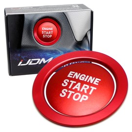 iJDMTOY Sports Red Anodized Aluminum Engine Start/Stop Push Start Button Decoration Cover & Ring Trims Compatible with Toyota Camry Tacoma Prius Avalon RAV4 Mirai Corolla, etc