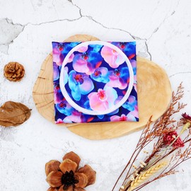 Asenappy Reusable Nursing Pads with Heart Pattern, White and Black, Washable Breastfeeding Pads with 1 Pouch (6+1purpleflower)