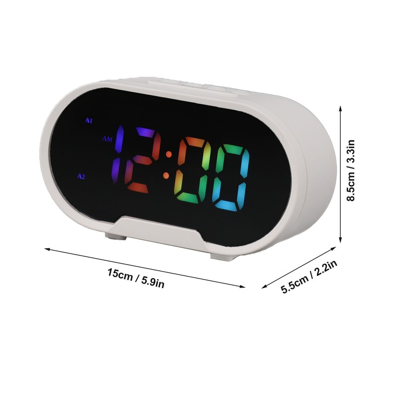 Digital Clock LED Alarm Big Digits Color Display Dimmable Adjustable