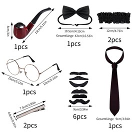 GOLDGE Men's 20s Costume, Peaky Blinders Costume, Mafia Costume Men, 1920s Men's Outfit, 20s Accessories with Braces, Pocket Watch, Vest, Bow Tie, Panama Hat for Gatsby Men (13 Pieces)