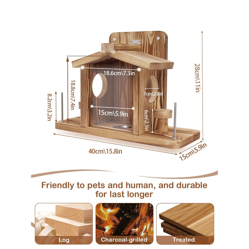 Squirrel Feeder for Outside, Durable Wooden Squirrel Feeder Platform, Funny