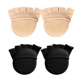 SooGree - 2 pares de calcetines para los dedos de los pies, calcetines de cinco pies, cojines para el antepié para mujer, separador de dedos, Negro/Beige-Opentoe, Talla única