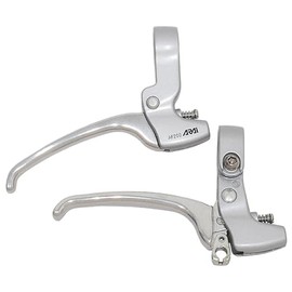 ARAi AF200 Silver Aluminum Brake Lever, Left & Right Set, Left and Right Asymmetric Design Lever (Right: Caliper Brake Compatible, Left: Roller Band Compatible), Grip Shifter Compatible