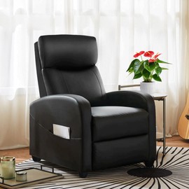 Massage Chair, Adjustable Feature for Adults, Fabric Recliner Sofa with Padded Seat Backrest for Home Theater, Living Room and Bedroom，Black