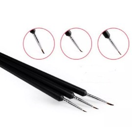 TIKA 3-Piece Nail Art Liner Brushes Set - Gel Polish Painting Design Brush Pen Kit