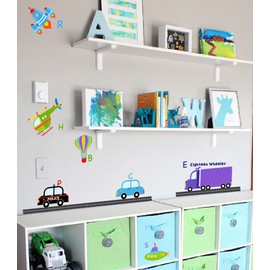 Transportation Alphabet Peel and Stick Wall Nursery Kids Educational Decals Stickers 80 Decals Total #3004 (Vinyl Peel and Stick)