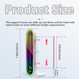 Baotkere Height Adjustable RGB GPU Stand with Temperature Display, 5V 3PIN Video Card Support Holder, Anti Sag Bracket & Magnetic Base for PC Graphics Cards