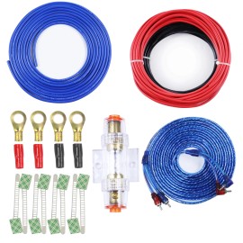 Tank-xo 8 Ga Gauge OFC Amplifier Install Wiring Kit Subwoofer RCA Amp Cable 1500W & Fuse