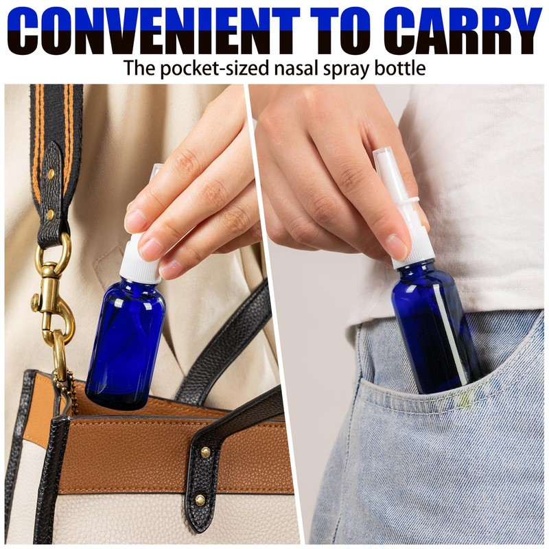 ZHWKMYP 60 Pcs Nasal Spray Bottle Empty, Blue Glass Refillable