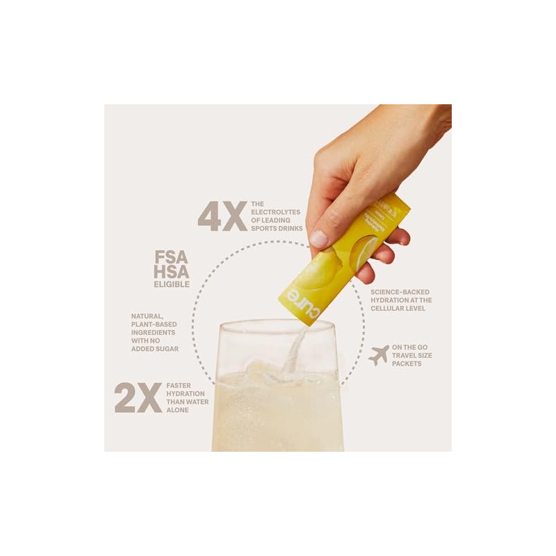 Cure Hydration Mezcla Bebida Electrolitos Base Plantas Azúcar Agregada Fsa
