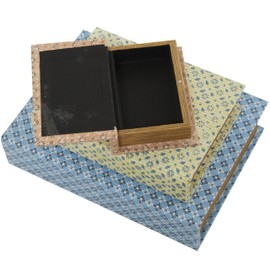 Deco 79 Canvas Decorative Box Vintage Inspired Faux Storage Book Book Shaped Boxes with Varying Floral Patterns, Set of 3 Decorative Keepsake Boxes 12", 9", 6"H, Multi Colored